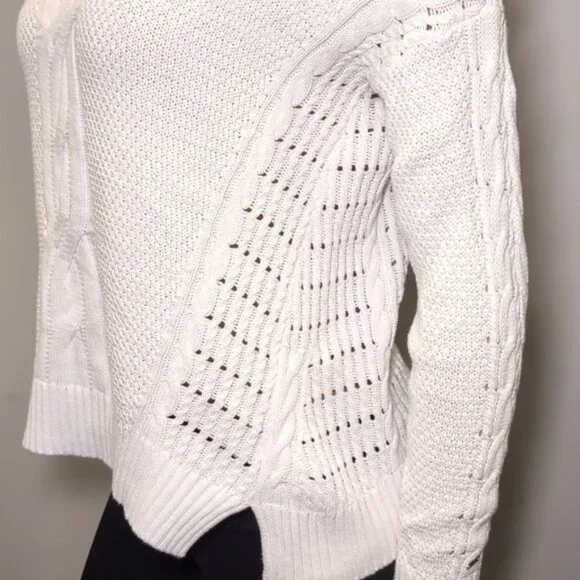 Tommy Hilfiger Cable Knit Sweater Cotton Slouchy Relaxed Fit Open Knit - Picture 5 of 11